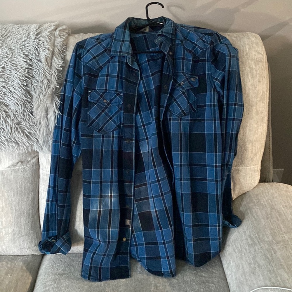 Diesel industry Button t shirt casual or elegant 100%cotton size m blue